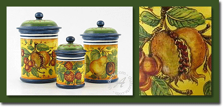 Earthenware canisters in warm Tuscan colors
