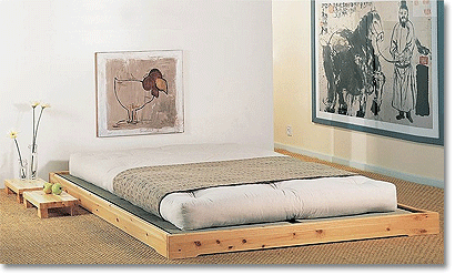 tatami platform bed with thick western futon mattress
