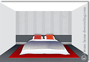 bedroom color scheme in red, white and grey