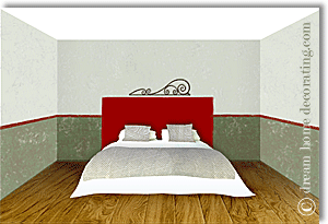 bedroom illustration from Provence in red & green