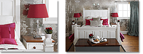 bedroom paint colors: red, white and silver