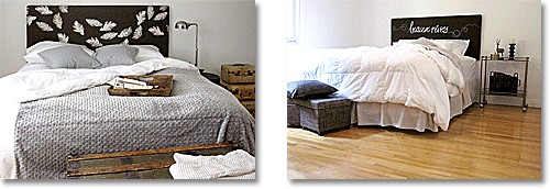 vintage/country style bedroom in black, white, grey and brown