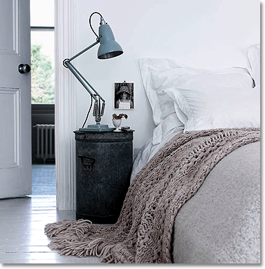 vintage bedroom in black, white and grey