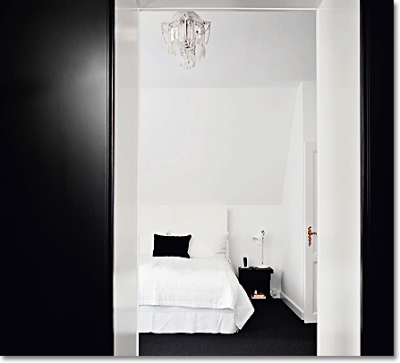 contemporary bedroom in black and white