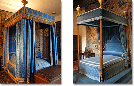 blue bedrooms, castle style: tester beds in France and England