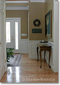 hallway in toffee & white