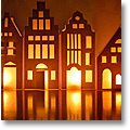 paper house lanterns in the dark