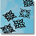paper stars on a windowpane