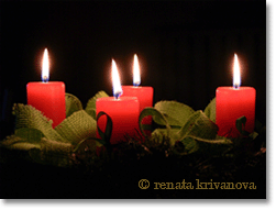 German Advent wreath with red candles