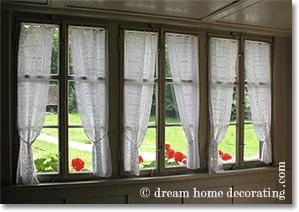 rustic white window curtains in Switzerland