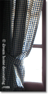 blue-and-white check rustic curtain