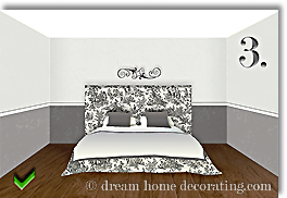 toile bedroom illustration in black and white