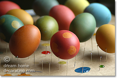 freshly dyed Easter eggs made from brown eggs