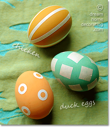 easter eggs with masked-off patterns