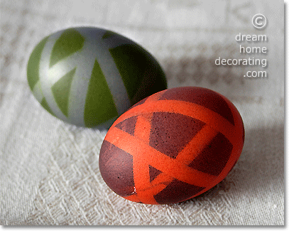 two-tone random weave easter egg patterns with masking tape