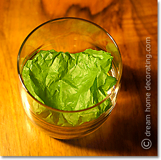 tissue paper in glass tumbler