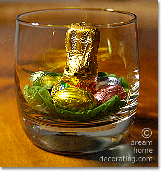 tiny Easter nest in a glass tumbler