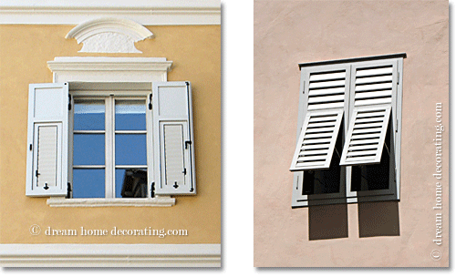 Italian outside window shutters that can be angled out to allow airflow