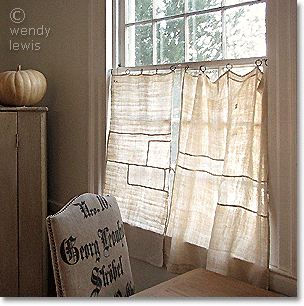 homespun antique linen kitchen curtains