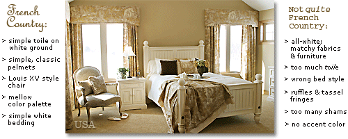 American bedroom decorated in a French style