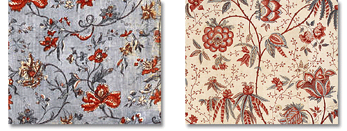 floral toile prints from france, 1760 and 1785