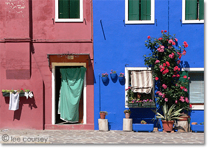 Colorful painted homes in Burano, Venice, Italy