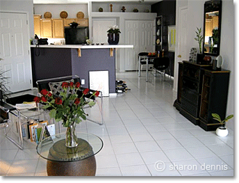 white open concept living/dining room