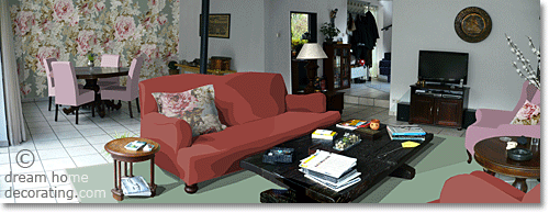 red-green living room color conbination