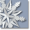 white paper snowflake pattern on a blue ground