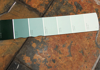 seaglass color swatches on brown stone floor