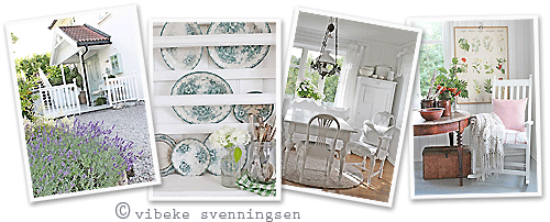 Norwegian home interior decorating examples: dresser, plates, table, cupboard