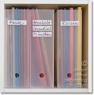 colorful folders in translucent box files