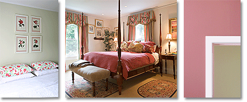 Pink and pistachio bedroom color schemes.