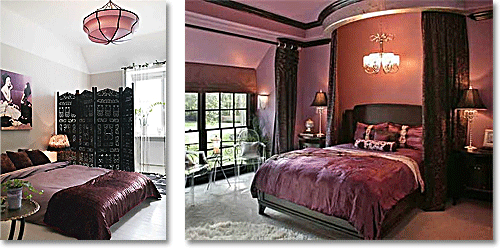 elegant bedrooms in rose pink and purple