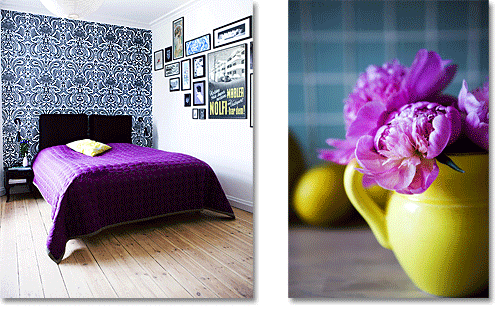 purple bedrooms: contepmorary yellow & purple bedroom (Skandinavia)