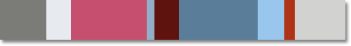 decorating color palette of dark neutral grey, light grey, raspberry red, blue-grey, navy blue, deep cherry red, dove blue, sky blue, cranberry red