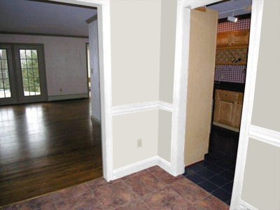 entrance lobby painted in Sherwin Williams Repose Gray