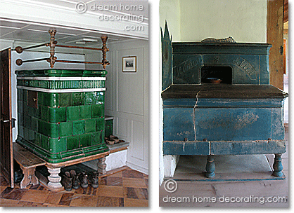 Antique tiled Swiss ovens