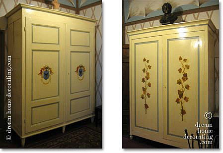 Antique painted armoires in a Tuscan palazzo