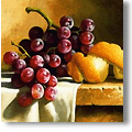 painted red grapes and lemon peel
