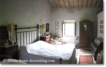 authentic bedroom in tuscany