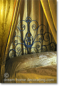 Tuscany canopy bed in golden yellow