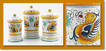 kitchen canisters from Deruta, Umbria