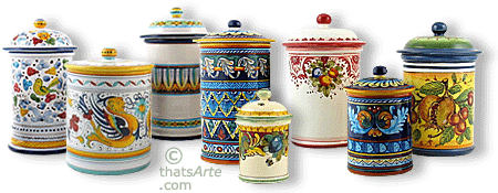 Collection of Tuscan & Umbrian majolica canisters