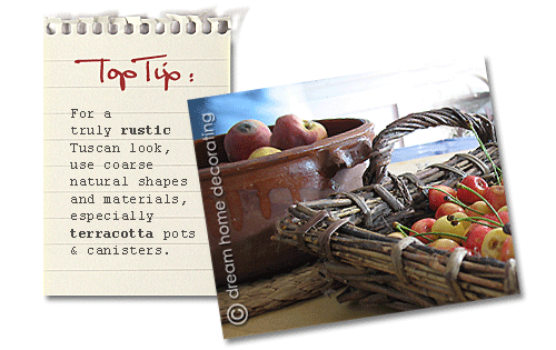 wicker basket with cherries and terra cotta pot with peaches