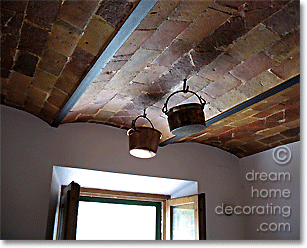 restored low profile barrel-vault brick ceiling, Province of Pisa, Italy