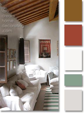 tuscan farmhouse living room, Province of Siena, Tuscany, Italy