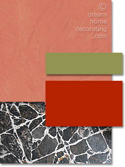 Tuscan-inspired color scheme of chianti, rose madder, green and grey