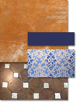 Tuscan palette in blue, white and terra cotta