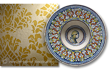 palatial Tuscan colors: terracotta, yellow, blue